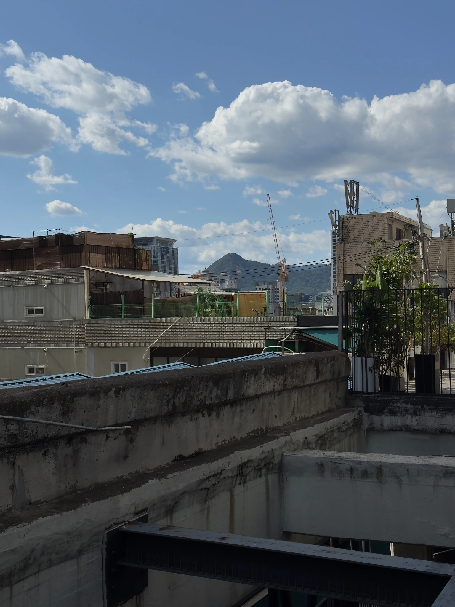 Seoul rooftops and mountain